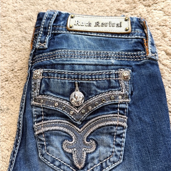 Rock Revival Jeans Womens Size 25 Drew Distressed Low Rise Y2K Medium Blue Denim - Picture 7 of 12